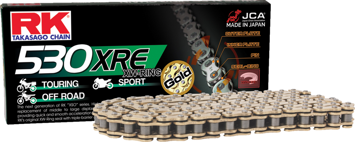 RK GB530XRE-150 530 XRE Gold Drive Chain, 150 Links