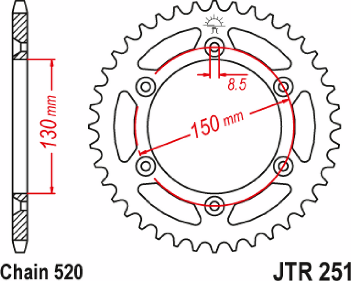 JT Sprockets JTR251.47 47-Tooth Rear Sprocket for Yamaha