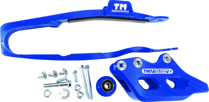 T.M. DESIGNWORKS YCP-OR9-BU Chain Guide and Slider Kit, Blue for Yamaha YZ450F