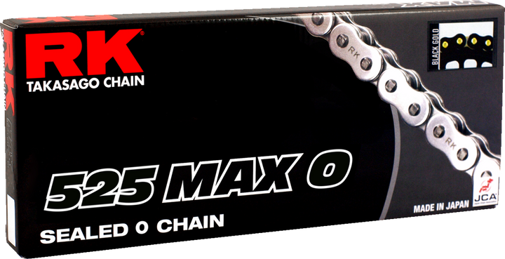 RK 525 Max O-Drive Chain, 120 Links, Black and Gold, 525MAXO-120-BG