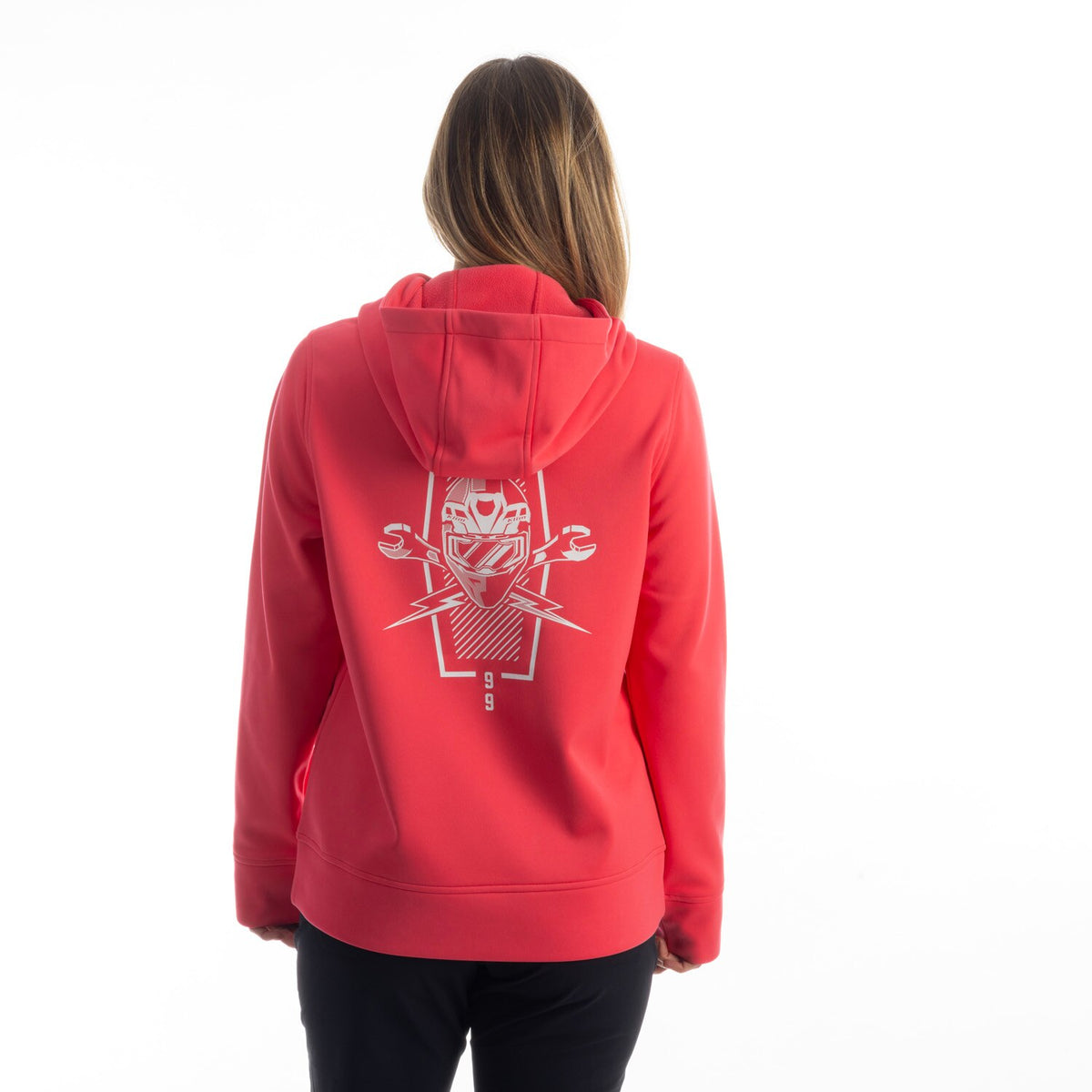 Klim Women's Petrol Pullover Hoodie - Rouge Red - White