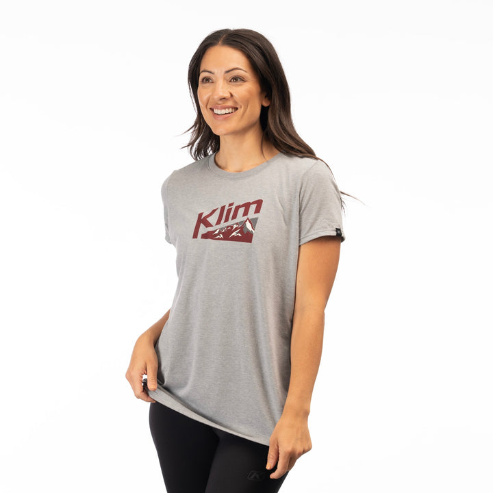 Klim Women's Mountain Peak Tri-blend Tee - Heathered Gray - Cabernet
