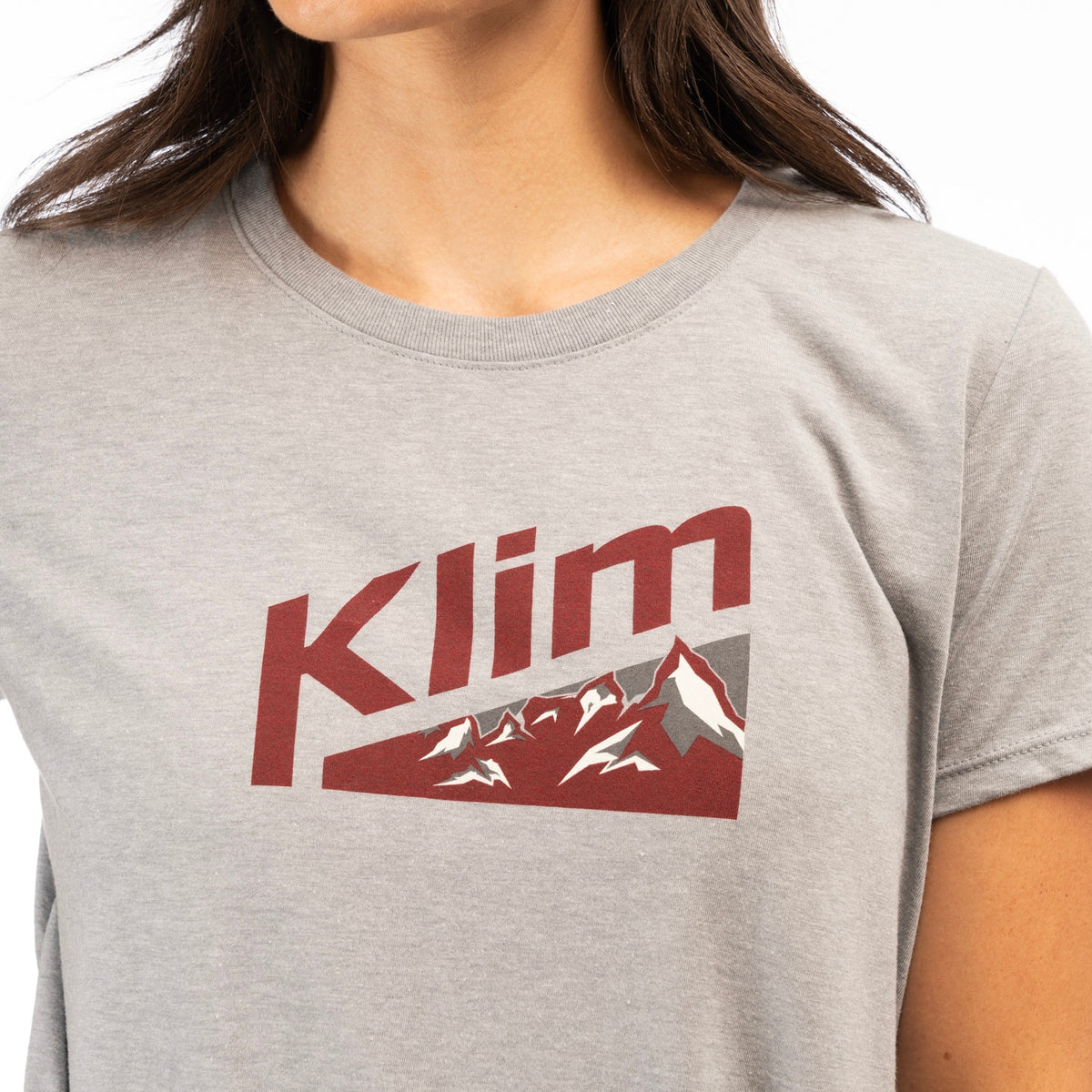 Klim Women's Mountain Peak Tri-blend Tee - Heathered Gray - Cabernet