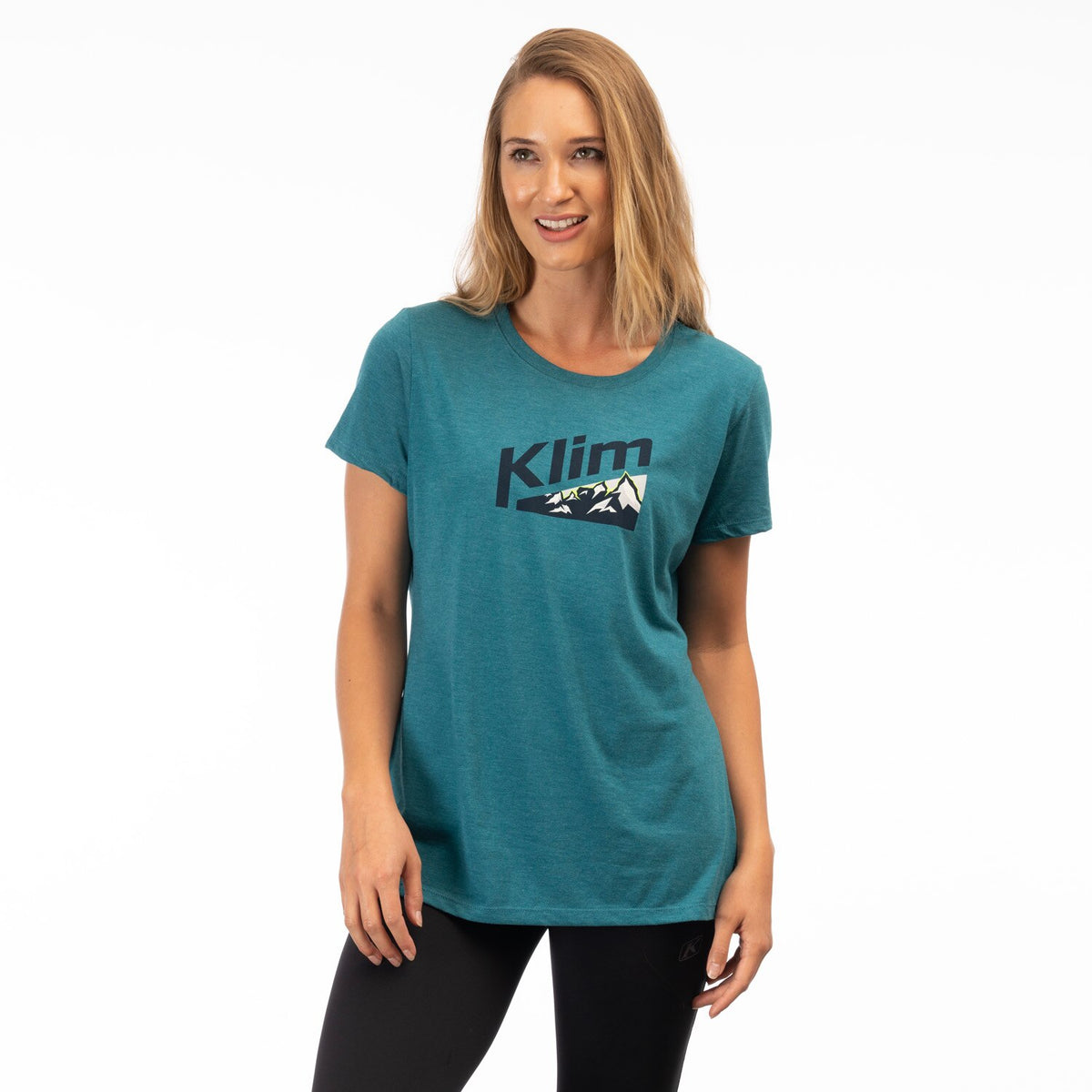 Klim Women's Mountain Peak Tri-blend Tee - Heathered Teal - Dress Blues
