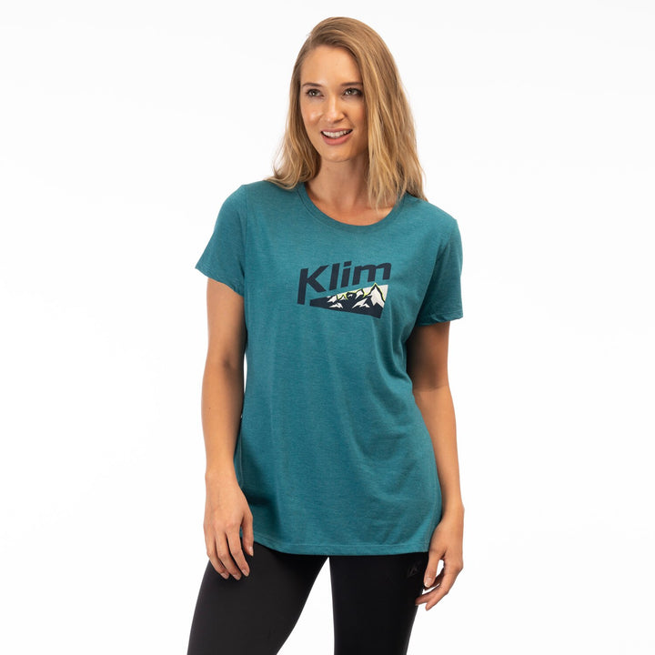 Klim Women's Mountain Peak Tri-blend Tee - Heathered Teal - Dress Blues