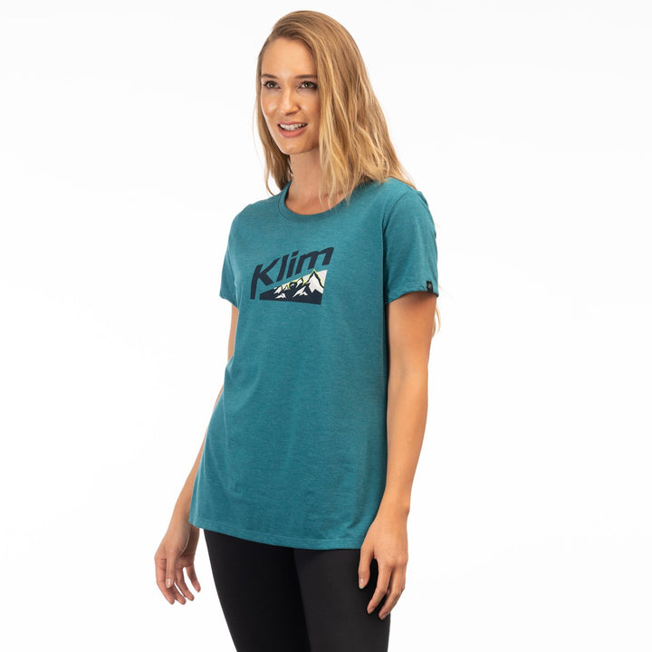 Klim Women's Mountain Peak Tri-blend Tee - Heathered Teal - Dress Blues