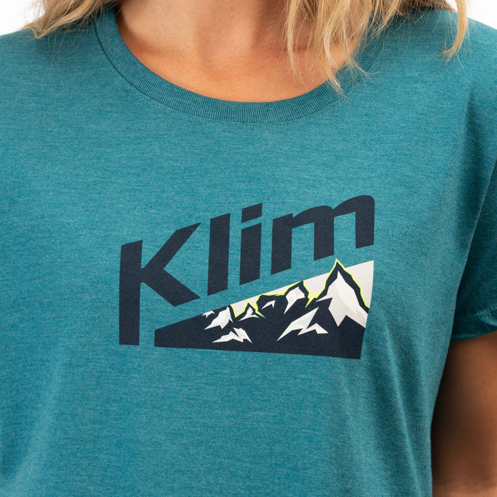 Klim Women's Mountain Peak Tri-blend Tee - Heathered Teal - Dress Blues