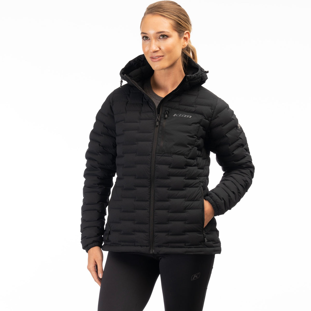 Klim Women's Luna Stretch Down Hooded Jacket - Black