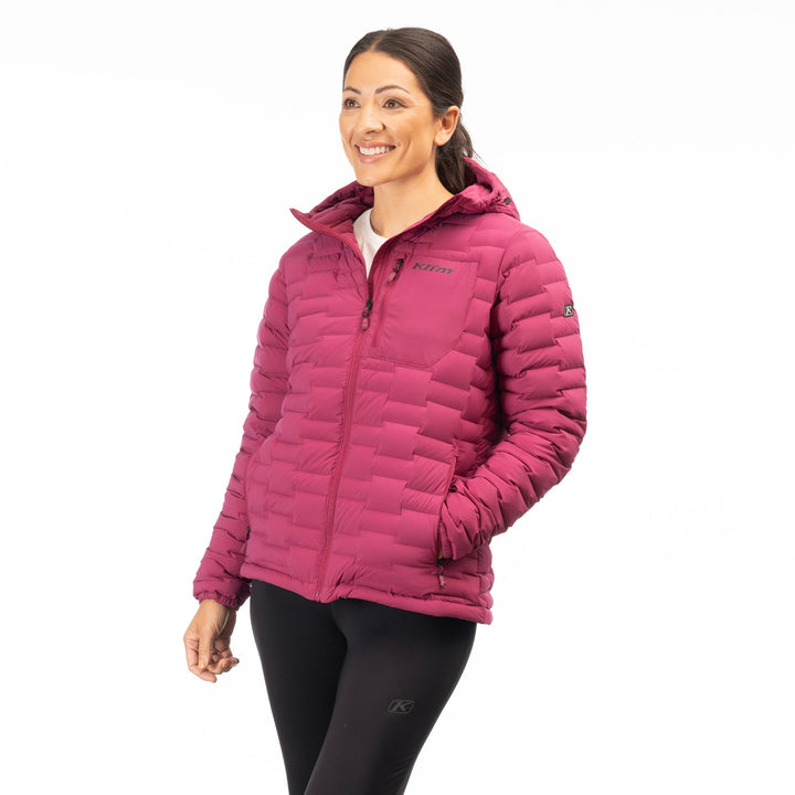 Klim Women's Luna Stretch Down Hooded Jacket - Raspberry Radiance