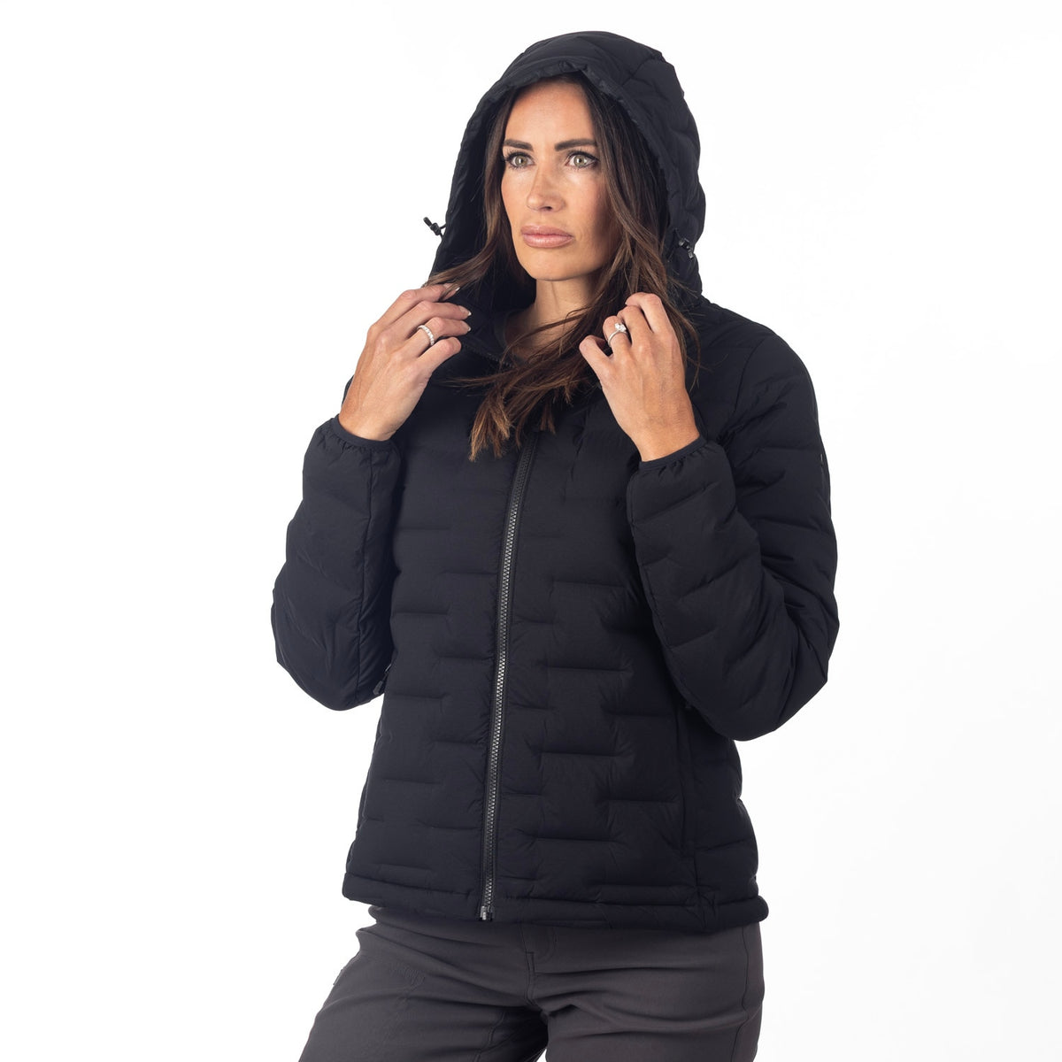 Klim Women's Luna Stretch Down Hooded Jacket - Black