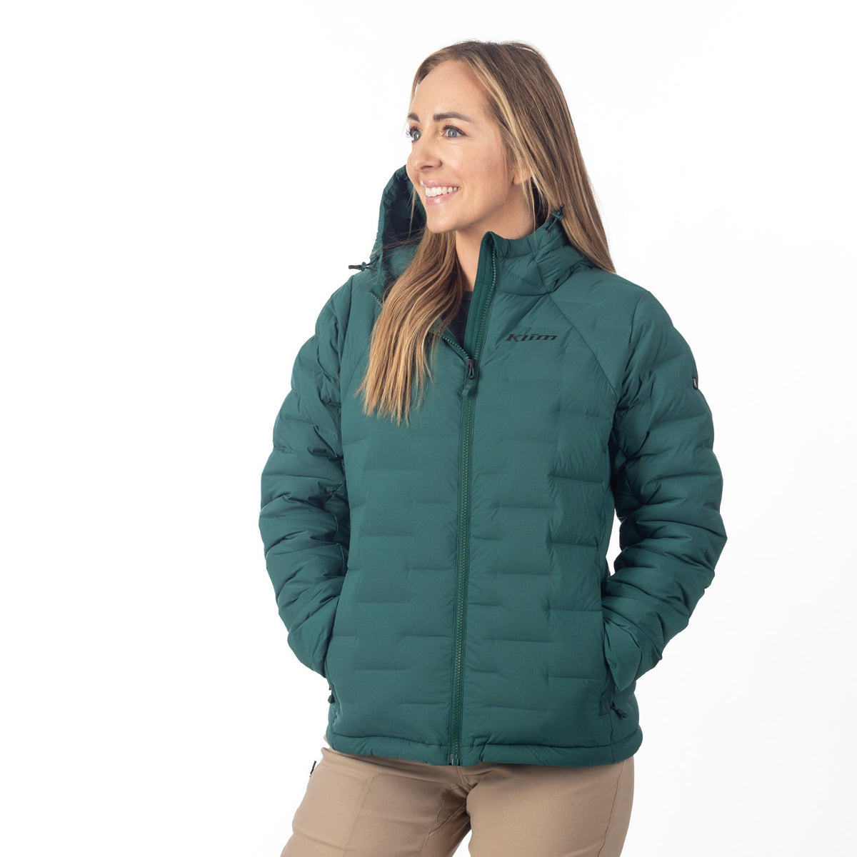 Klim Women's Luna Stretch Down Hooded Jacket - Rain Forest