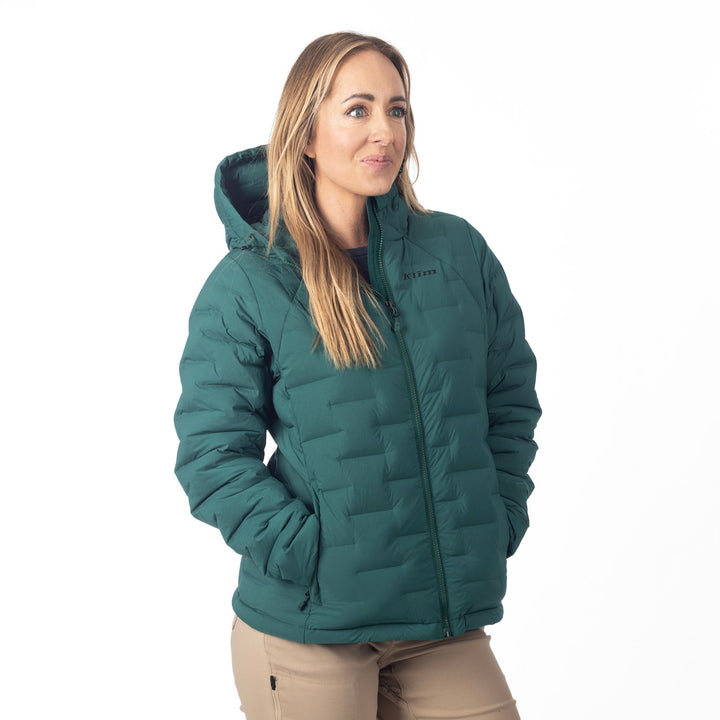 Klim Women's Luna Stretch Down Hooded Jacket - Rain Forest