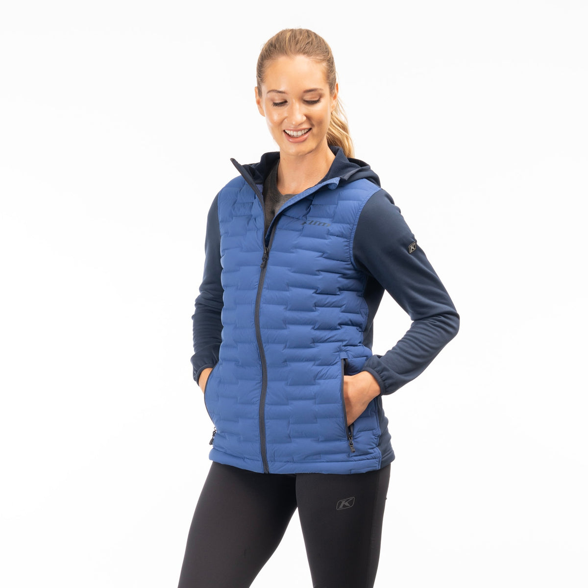 Klim Women's Luna Stretch Down Hybrid Hoodie - Mazarine Blue - Dress Blues
