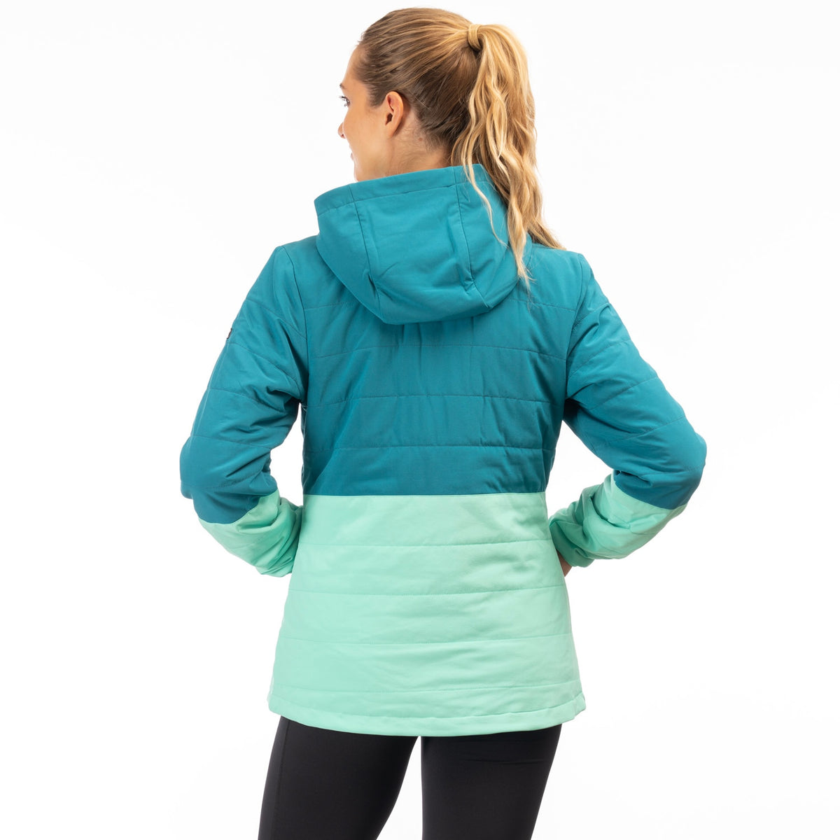 Klim Women's Soteria Insulated Hooded Jacket - Deep Lagoon - Electric Green