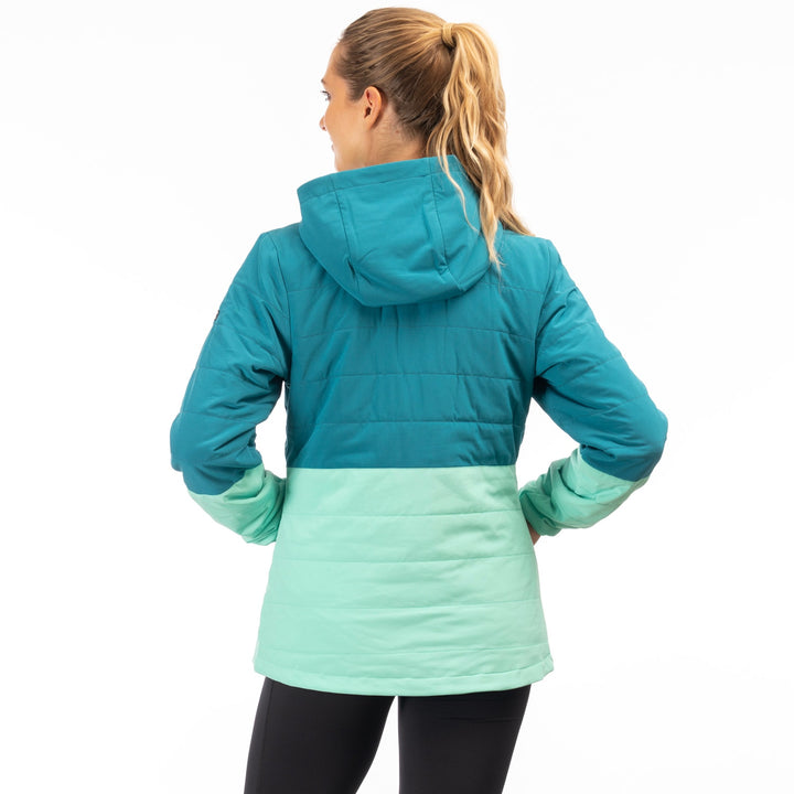 Klim Women's Soteria Insulated Hooded Jacket - Deep Lagoon - Electric Green