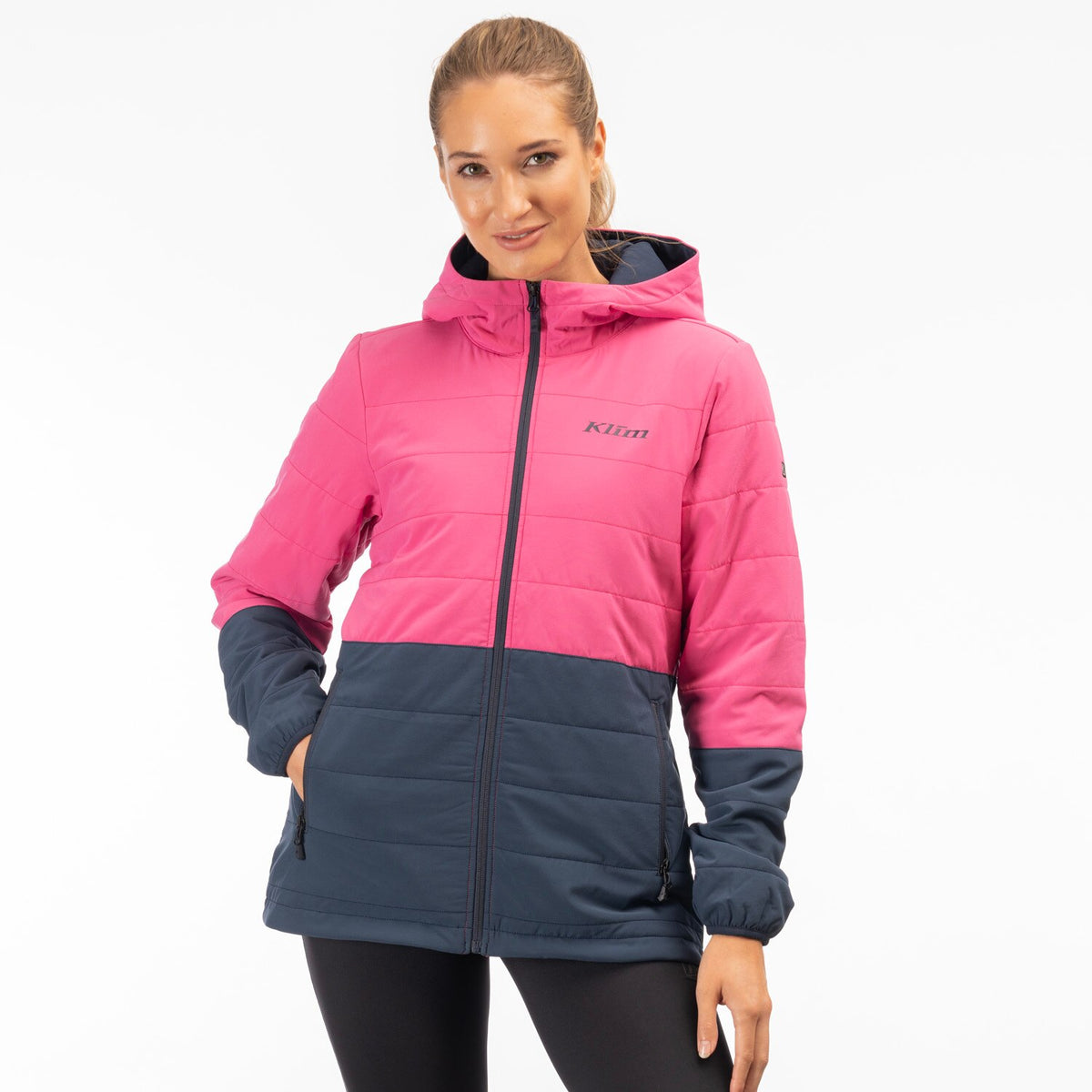 Klim Women's Soteria Insulated Hooded Jacket - Punch Pink - Dress Blues