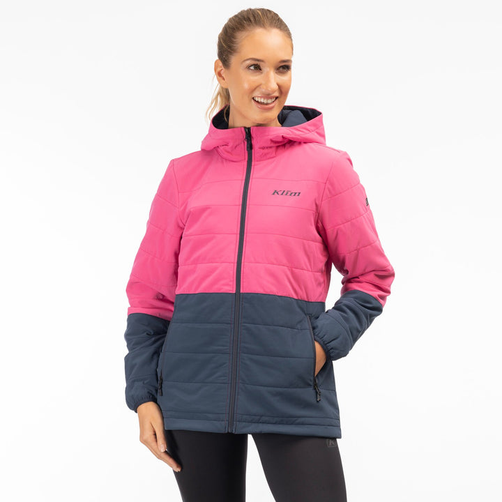 Klim Women's Soteria Insulated Hooded Jacket - Punch Pink - Dress Blues