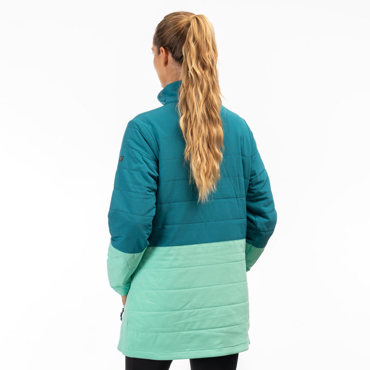 Klim Women's Soteria Insulated Pullover - Deep Lagoon - Electric Green