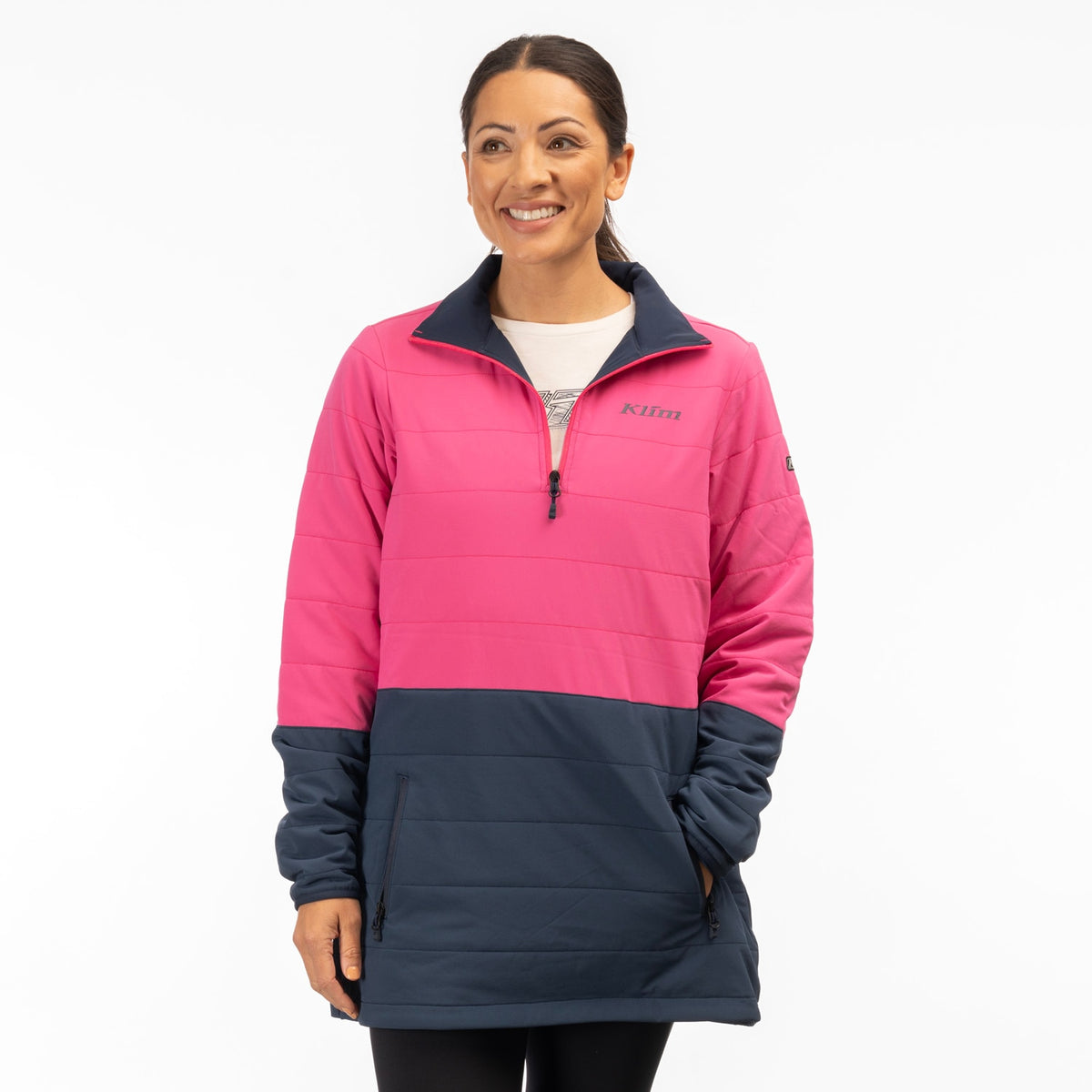 Klim Women's Soteria Insulated Pullover - Punch Pink - Dress Blues