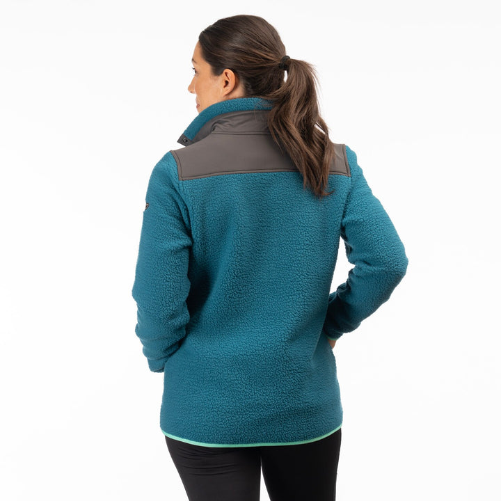 High Pile Mountain Fleece Pullover - Deep Lagoon - Electric Green