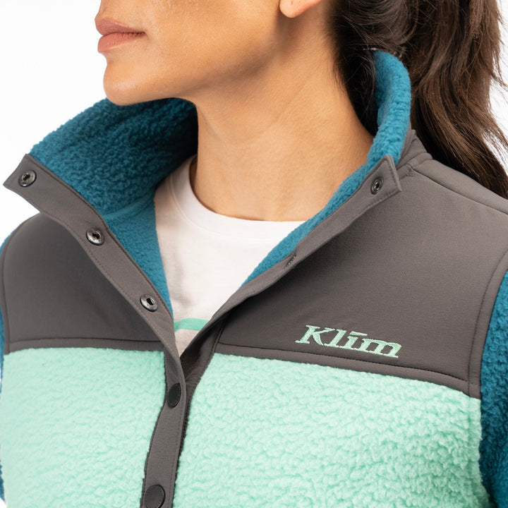High Pile Mountain Fleece Pullover - Deep Lagoon - Electric Green