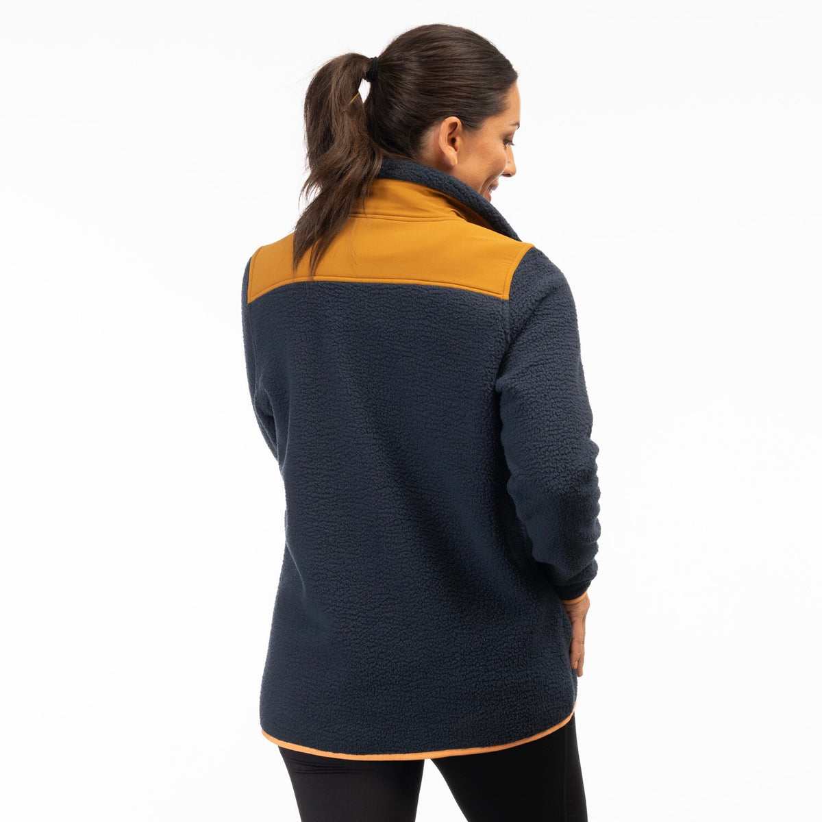 High Pile Mountain Fleece Pullover - Dress Blues - Mock Orange