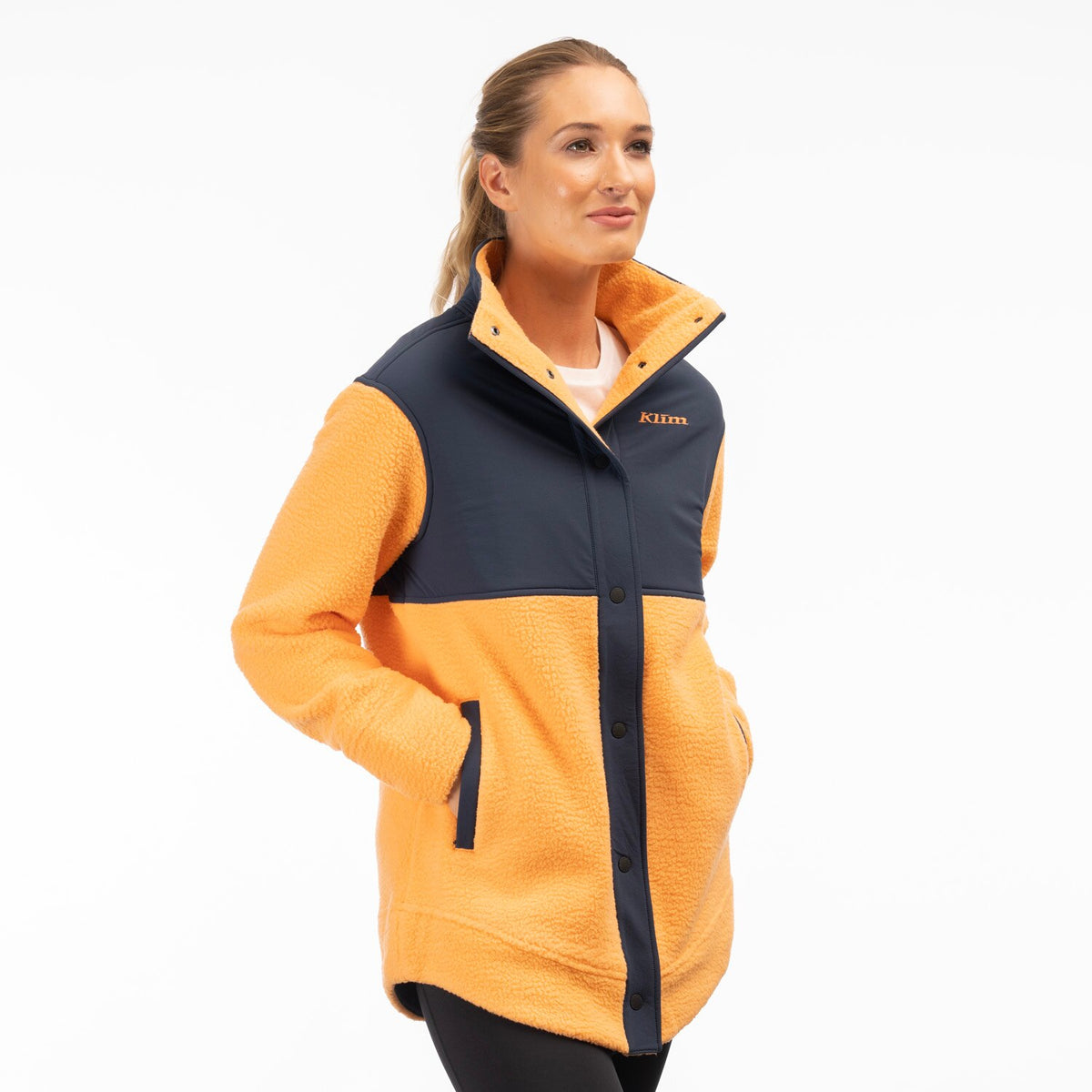 High Pile Mountain Fleece Jacket - Mock Orange - Dress Blues