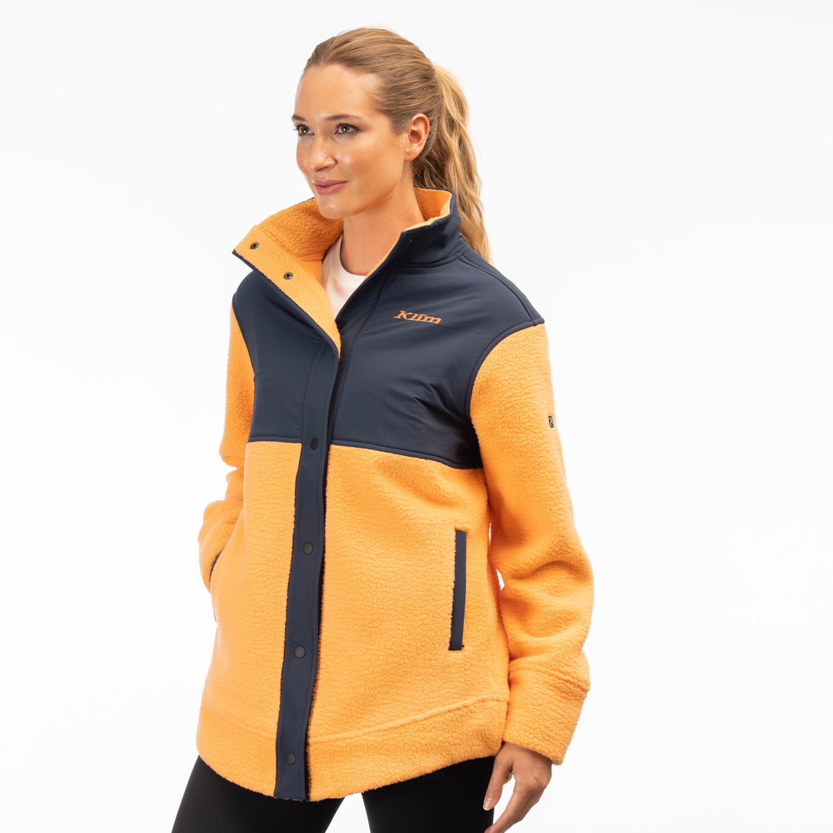 High Pile Mountain Fleece Jacket - Mock Orange - Dress Blues