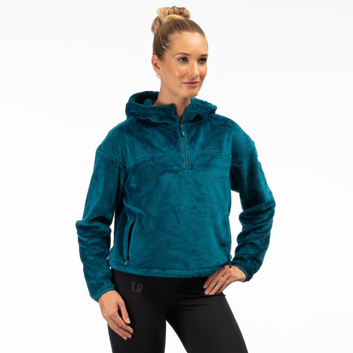 Klim Women's Cascade 1/4 Zip Crop Hoodie - Deep Lagoon