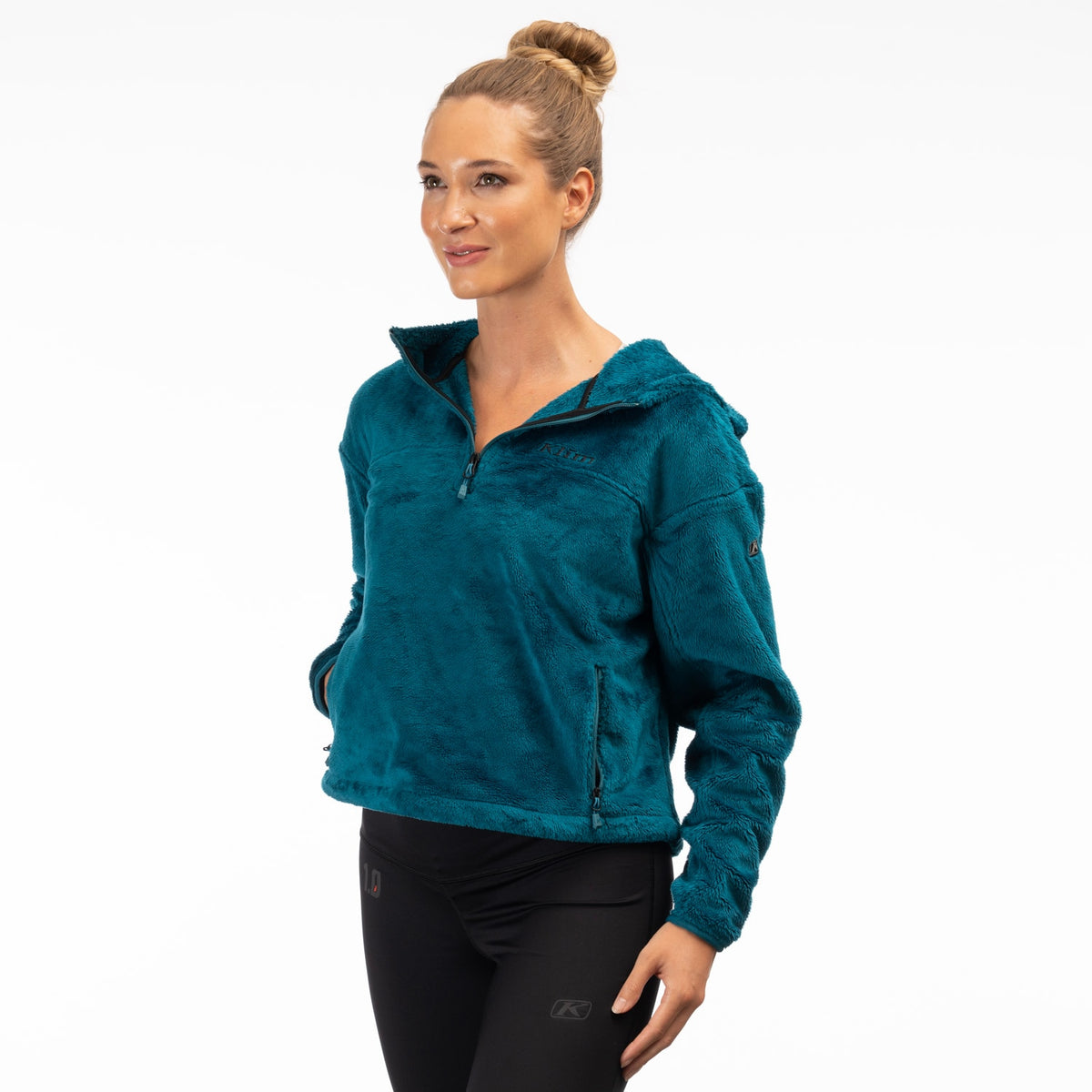 Klim Women's Cascade 1/4 Zip Crop Hoodie - Deep Lagoon