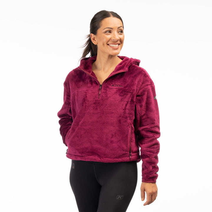Klim Women's Cascade 1/4 Zip Crop Hoodie - Raspberry Radiance