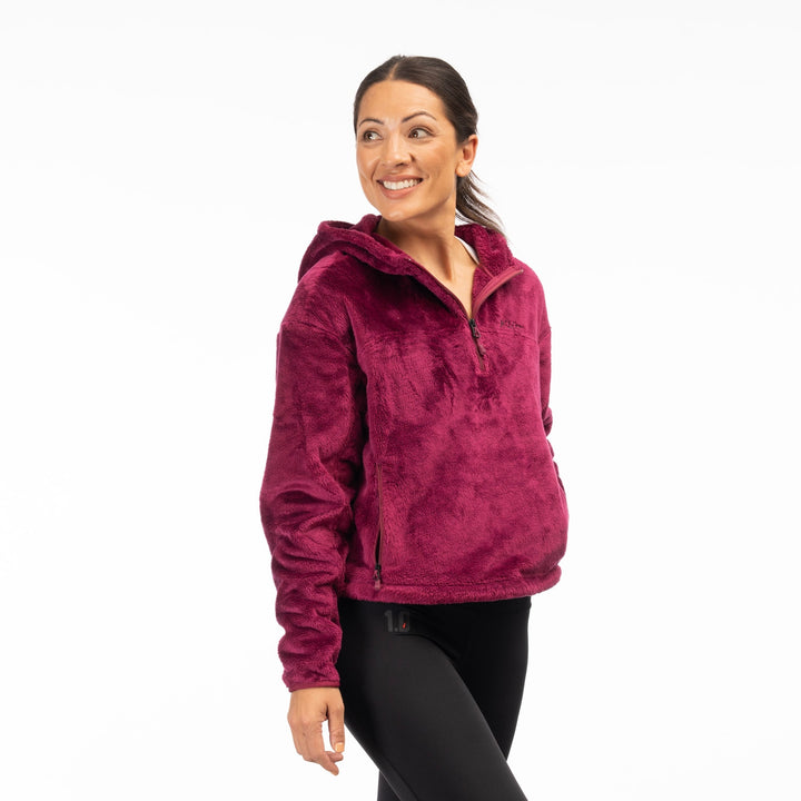 Klim Women's Cascade 1/4 Zip Crop Hoodie - Raspberry Radiance