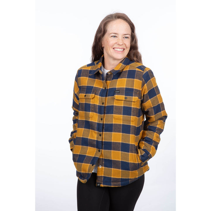 Klim Women's Clouds Rest Fleece Lined Flannel Shirt - Golden Brown - Dress Blues