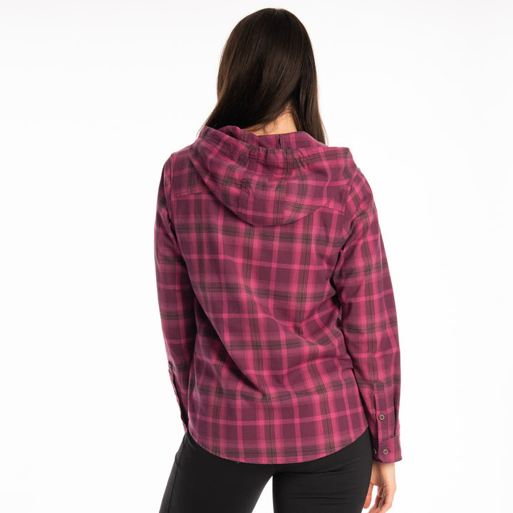 Klim Women's Ginny Mountain Midweight Stretch Flannel Hoodie - Italian Plum - Fuchsia Red