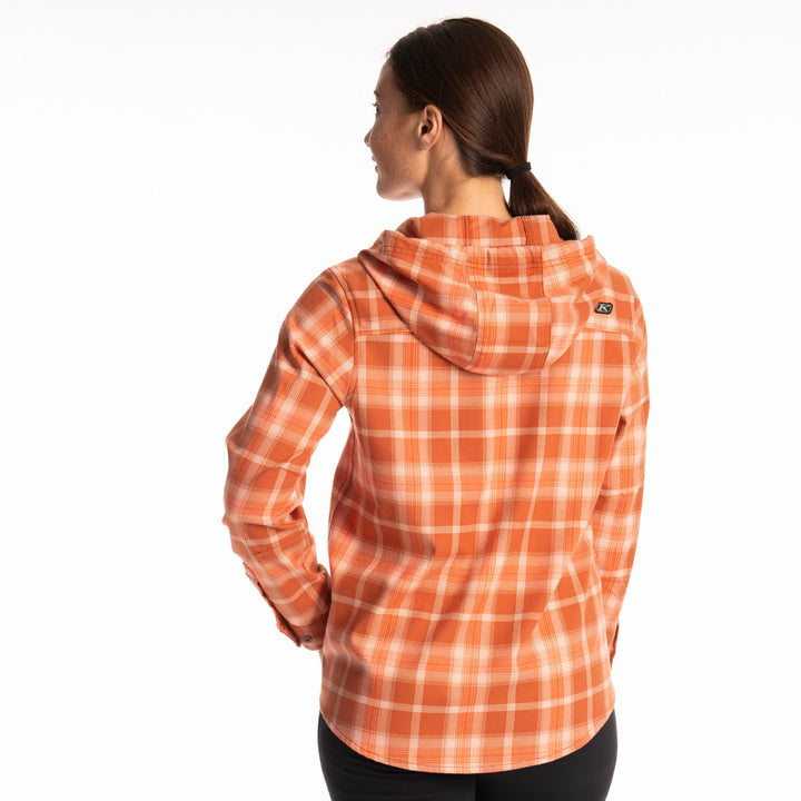Klim Women's Ginny Mountain Midweight Stretch Flannel Hoodie - Picante - Papyrus