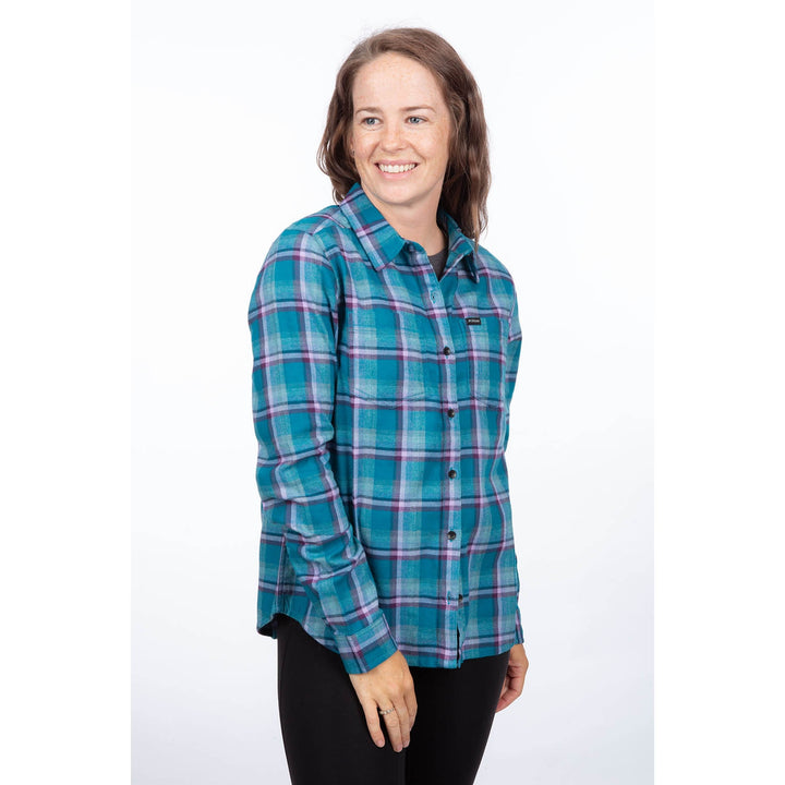 Klim Women's Sunlight Trail Midweight Flannel Shirt - Deep Lagoon - Raspberry Radiance