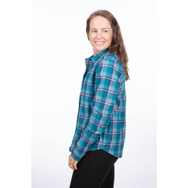 Klim Women's Sunlight Trail Midweight Flannel Shirt - Deep Lagoon - Raspberry Radiance