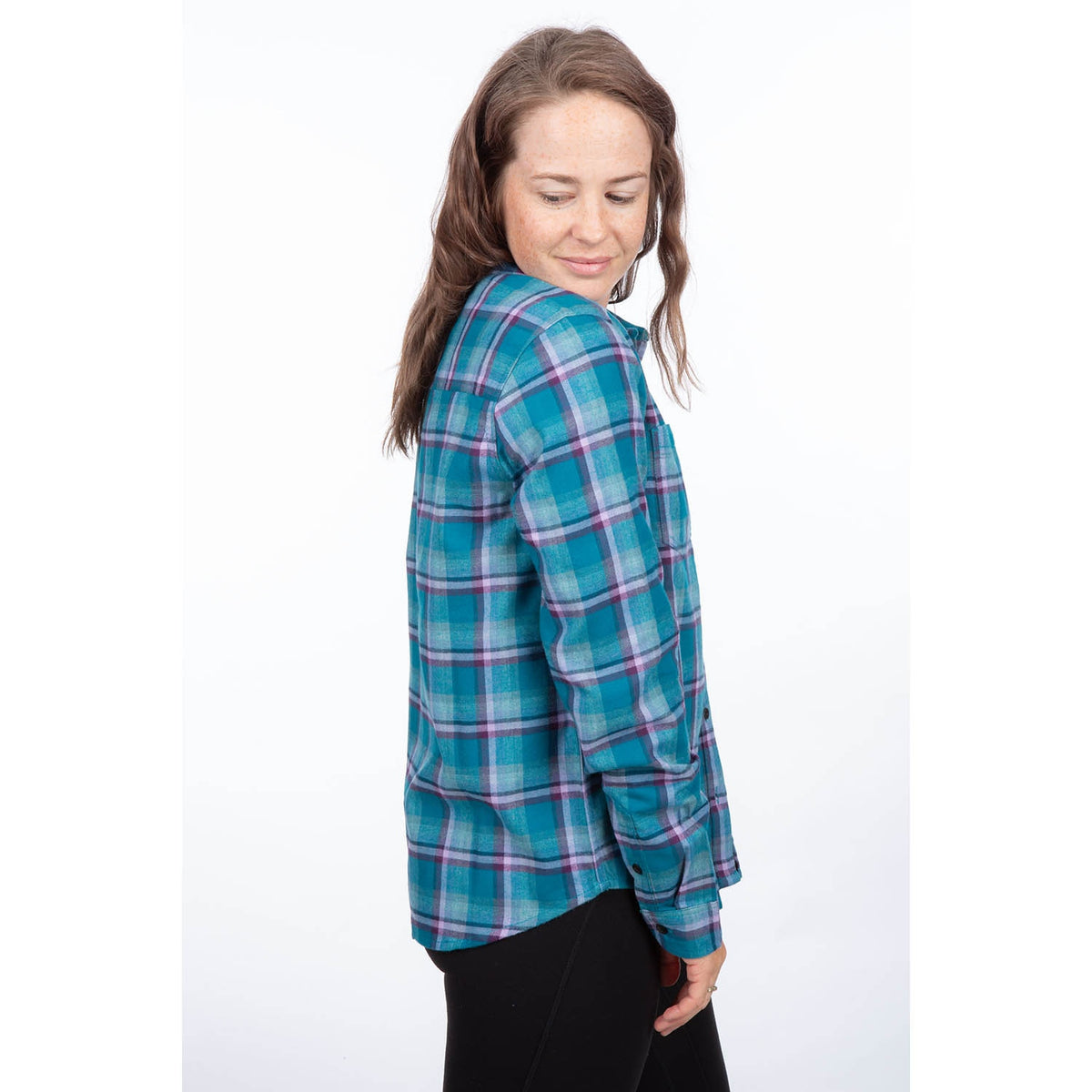 Klim Women's Sunlight Trail Midweight Flannel Shirt - Deep Lagoon - Raspberry Radiance