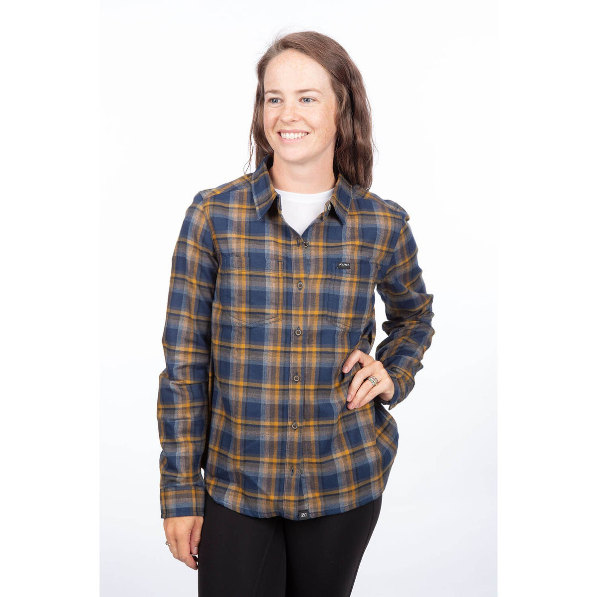 Klim Women's Sunlight Trail Midweight Flannel Shirt - Dress Blues - Mock Orange