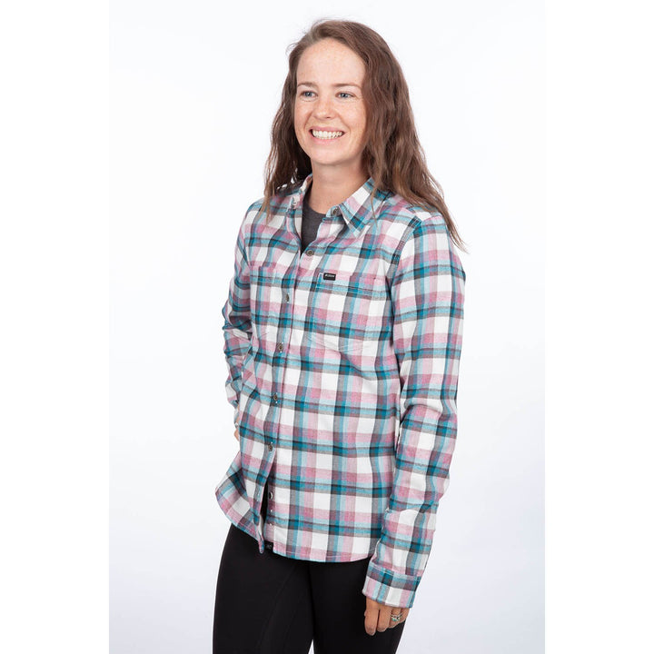 Klim Women's Sunlight Trail Midweight Flannel Shirt - Snow White - Raspberry Radiance