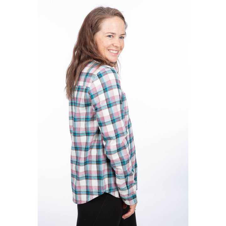 Klim Women's Sunlight Trail Midweight Flannel Shirt - Snow White - Raspberry Radiance