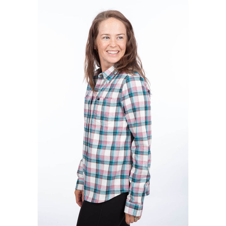 Klim Women's Sunlight Trail Midweight Flannel Shirt - Snow White - Raspberry Radiance