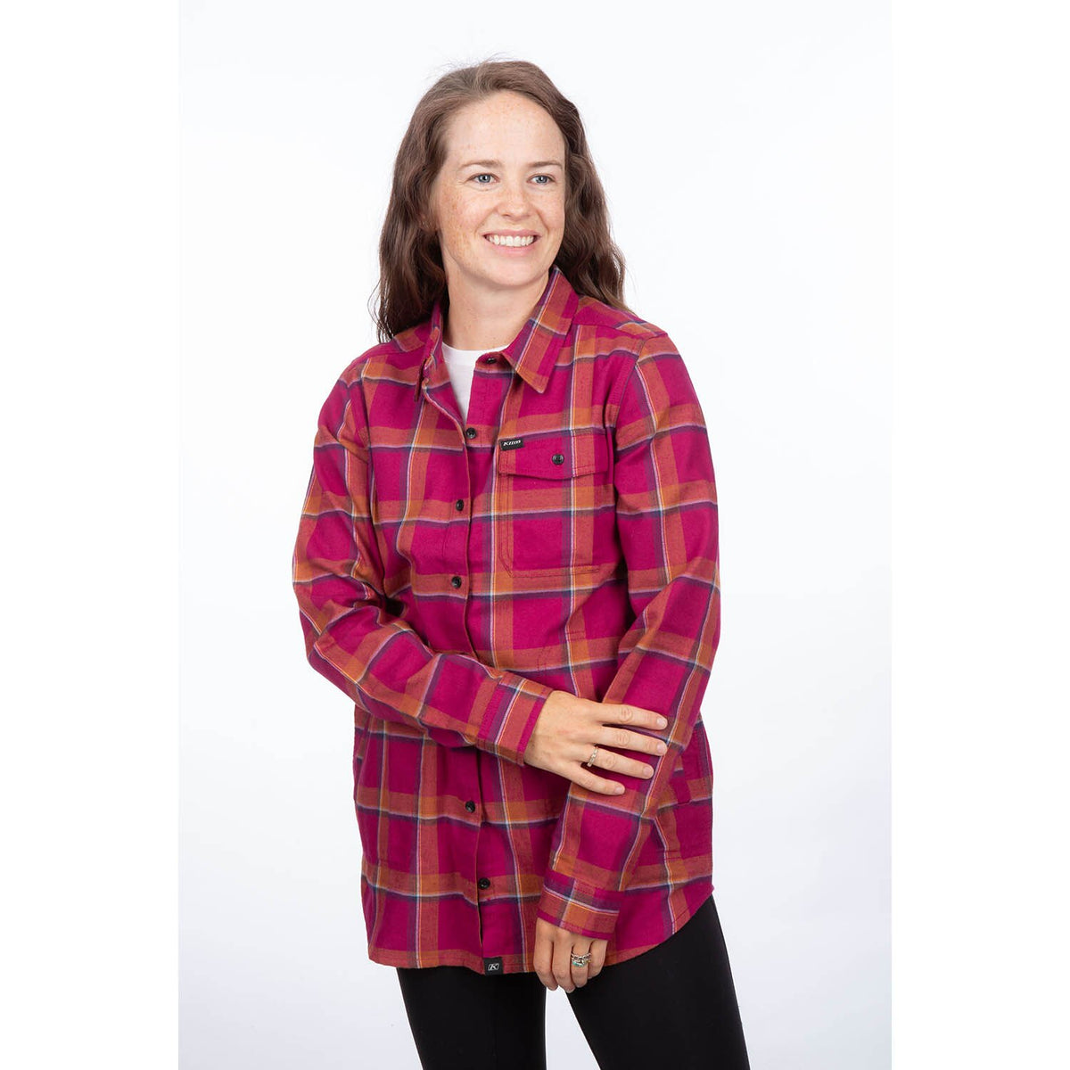 Klim Kinsey Midweight Flannel Shirt - Raspberry Radiance - Golden Brown