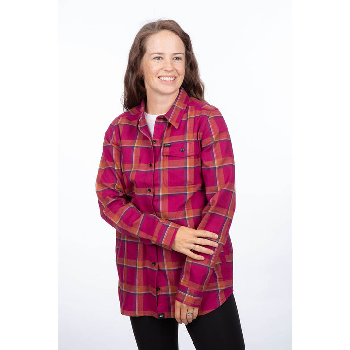Klim Kinsey Midweight Flannel Shirt - Raspberry Radiance - Golden Brown