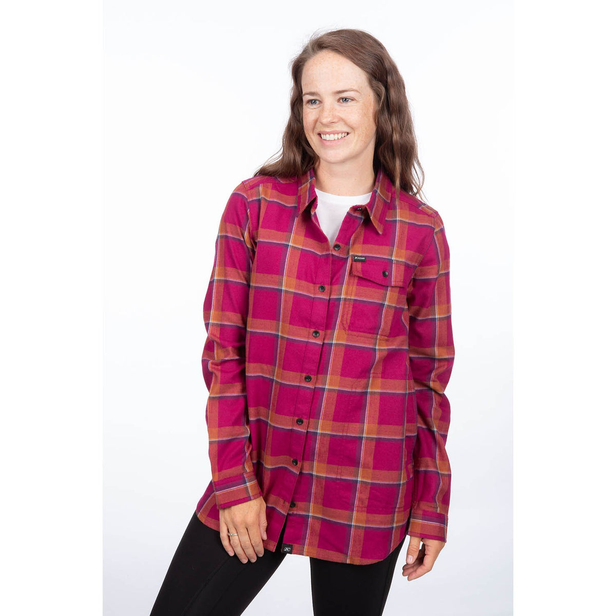 Klim Kinsey Midweight Flannel Shirt - Raspberry Radiance - Golden Brown