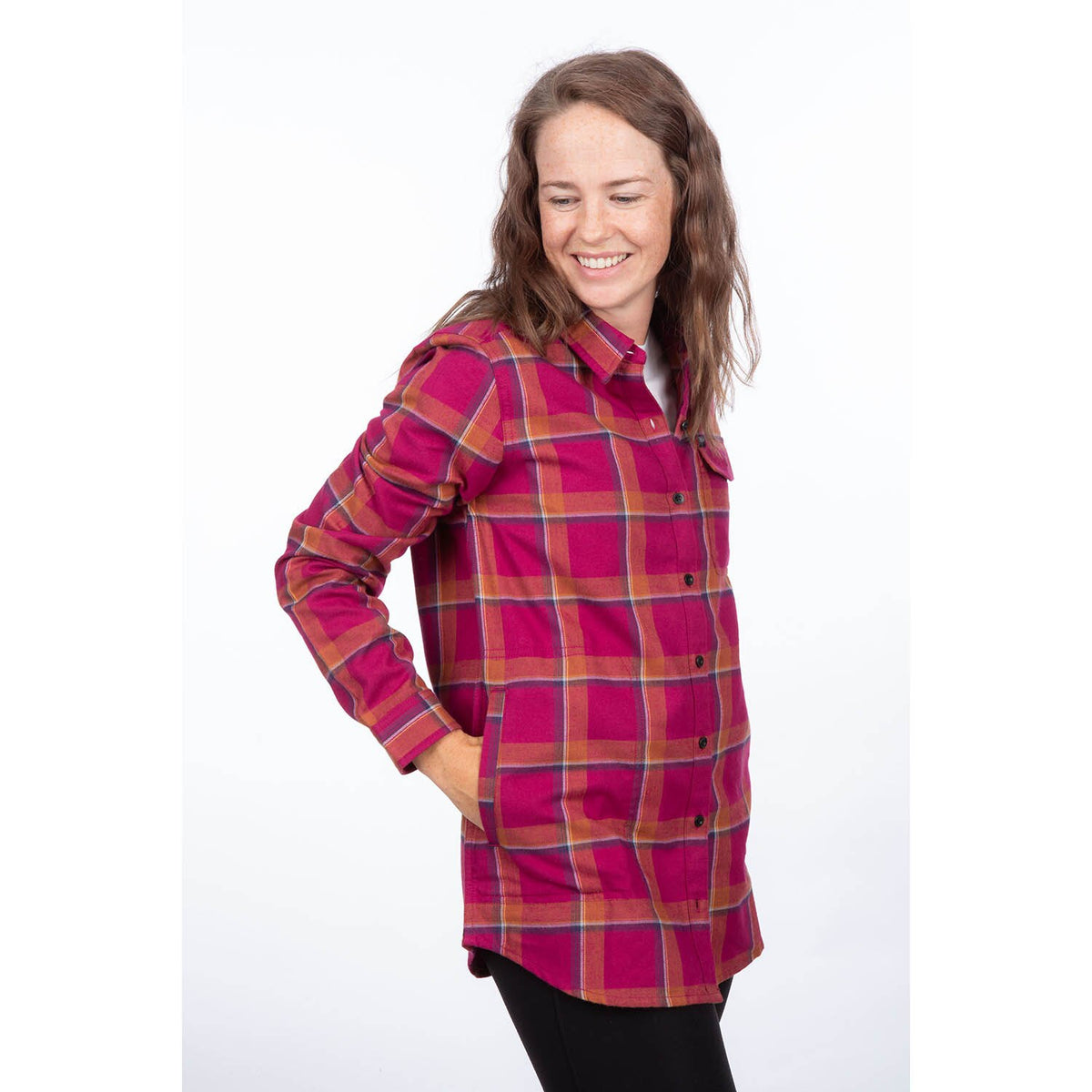 Klim Kinsey Midweight Flannel Shirt - Raspberry Radiance - Golden Brown