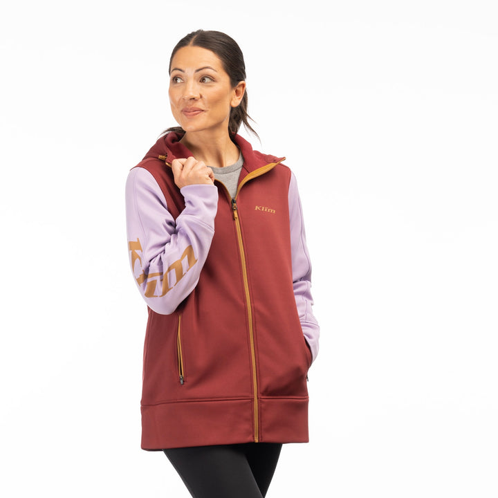 Klim Women's Visita Long Hoodie - Cabernet - Lavender Heist