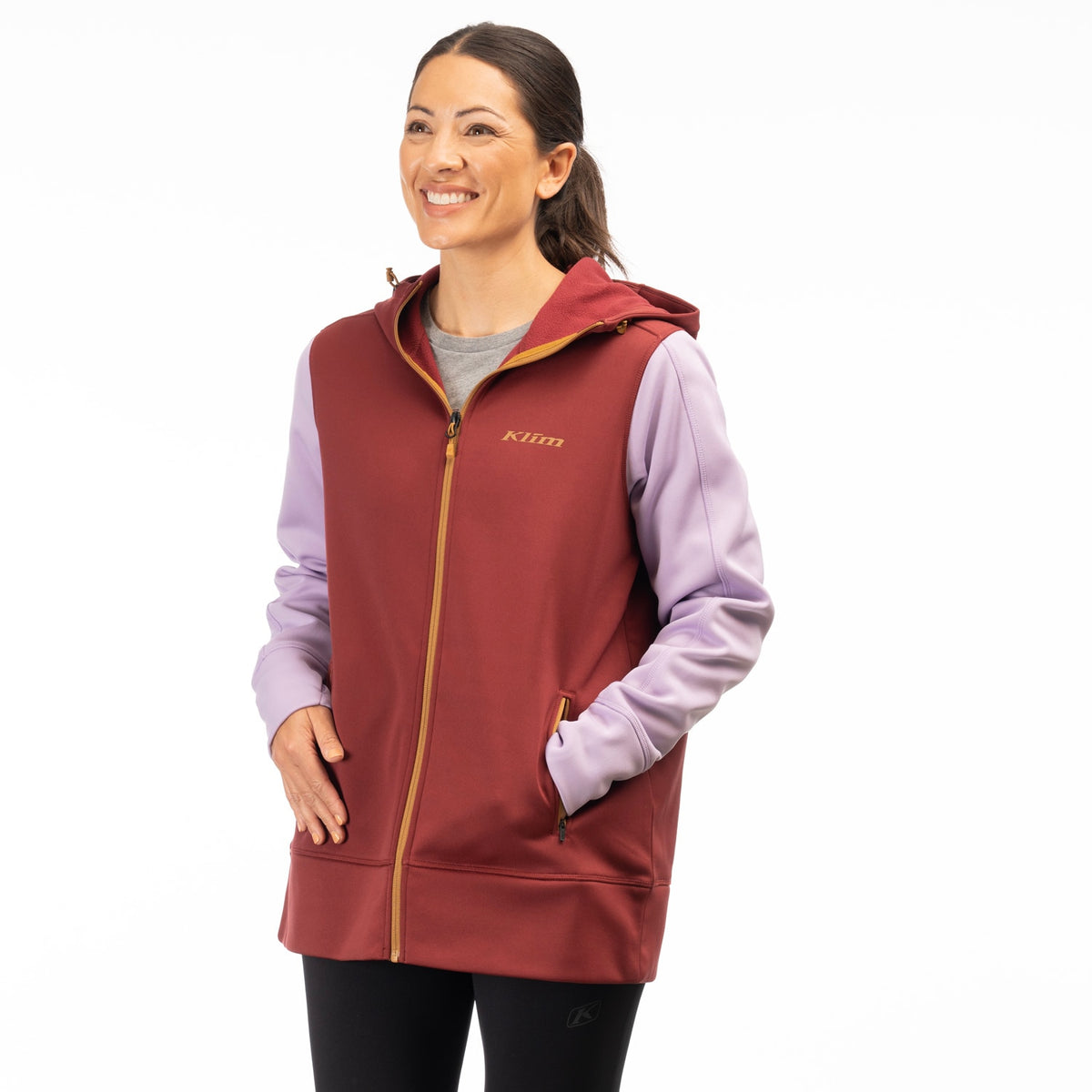 Klim Women's Visita Long Hoodie - Cabernet - Lavender Heist
