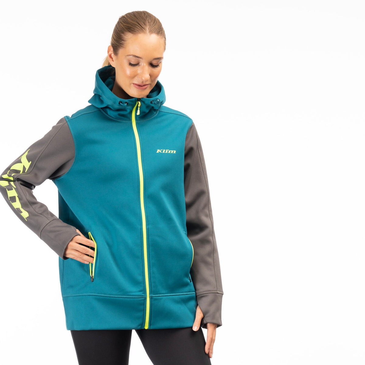 Klim Women's Visita Long Hoodie - Deep Lagoon - Asphalt