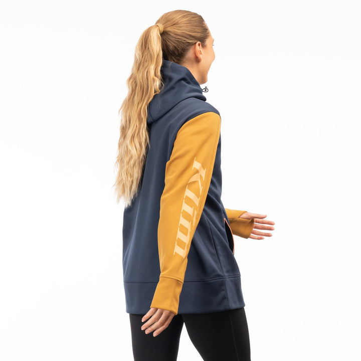 Klim Women's Visita Long Hoodie - Dress Blues - Golden Brown